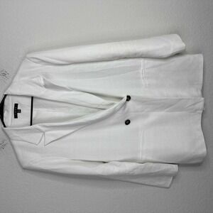 FORE Blazer Womens  Medium White 2-Button Linen Blend‎ Jacket Career Business